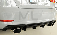 Rieger 00088159 Audi 8V Rear Diffuser for Sport Tailpipe Left & Right (A3 & S3) - Glossy Black
