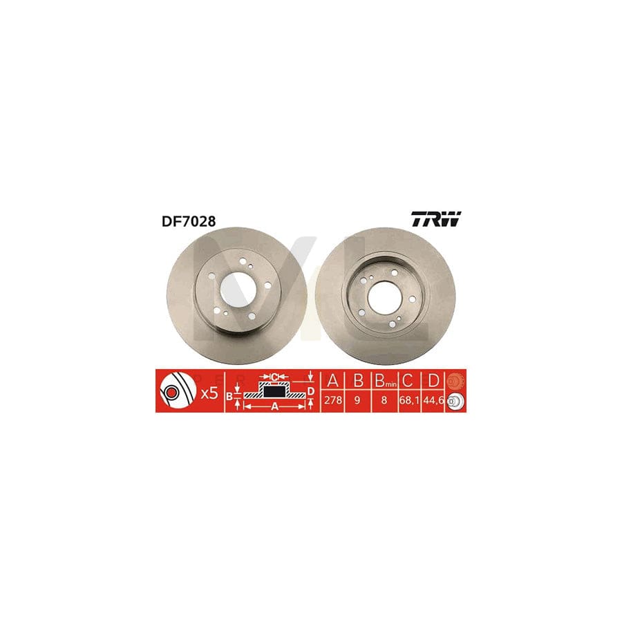 TRW DF7028 Brake Disc Solid, Painted | Performance Parts Direct Car Parts