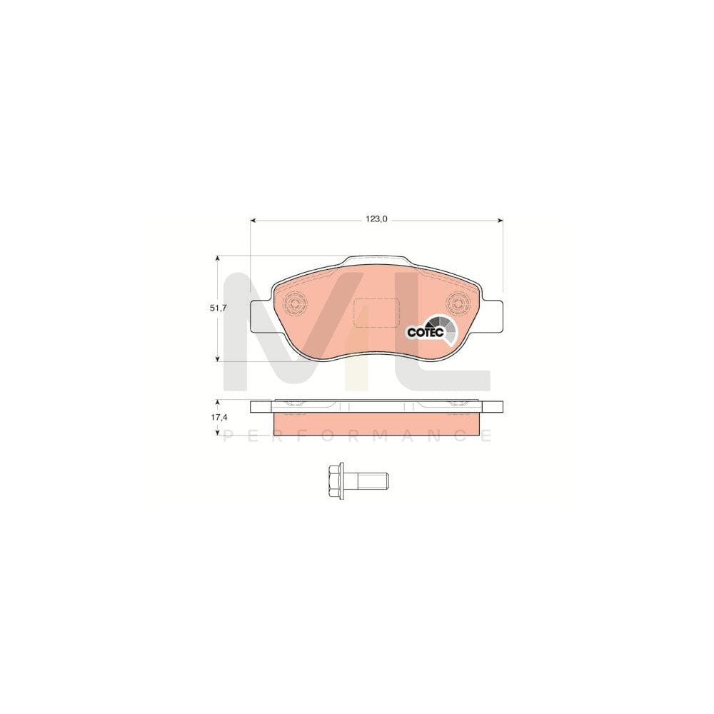 TRW Cotec Gdb1589 Brake Pad Set For Fiat Panda Ii Hatchback (169) Not Prepared For Wear Indicator | Performance Parts Direct Car Parts