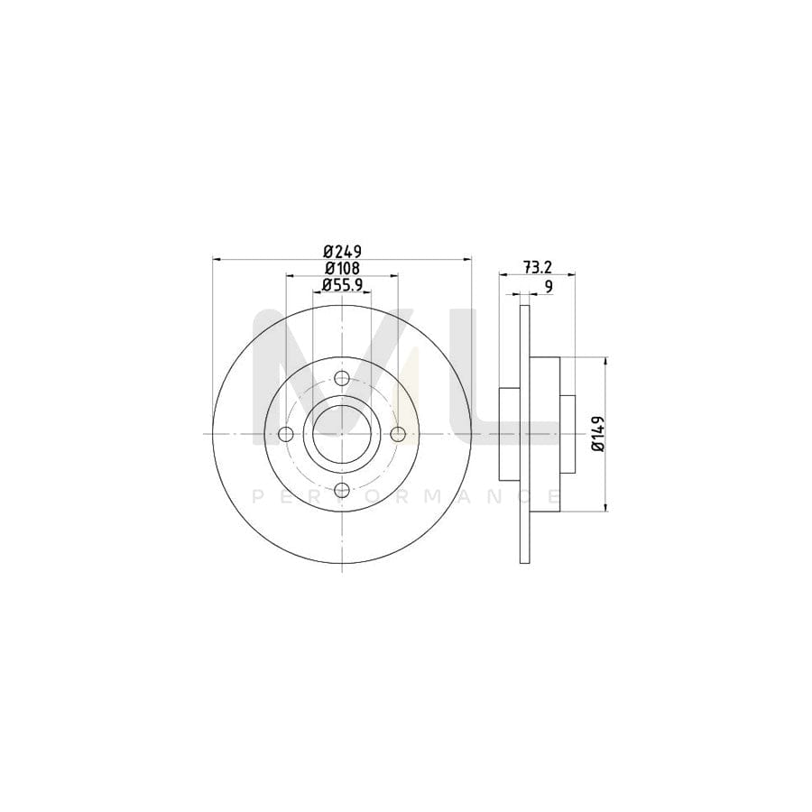 TEXTAR 92168600 Brake Disc Solid, with wheel hub, without wheel studs | Performance Parts Direct Car Parts