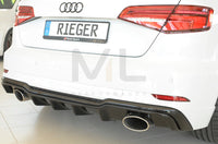 Rieger 00088183 Audi 8V Rear Diffuser for Sport Tailpipe Left & Right (A3 & S3) - Glossy Black