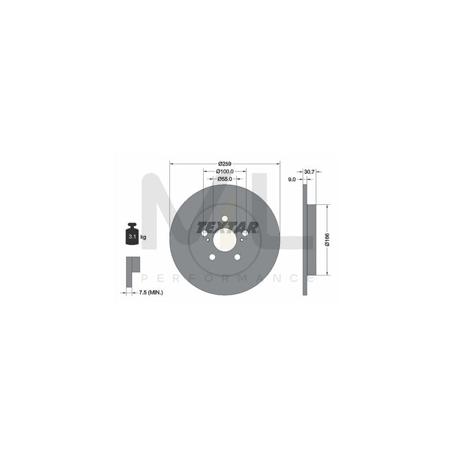 TEXTAR 92224000 Brake Disc Solid, without wheel hub, without wheel studs | Performance Parts Direct Car Parts