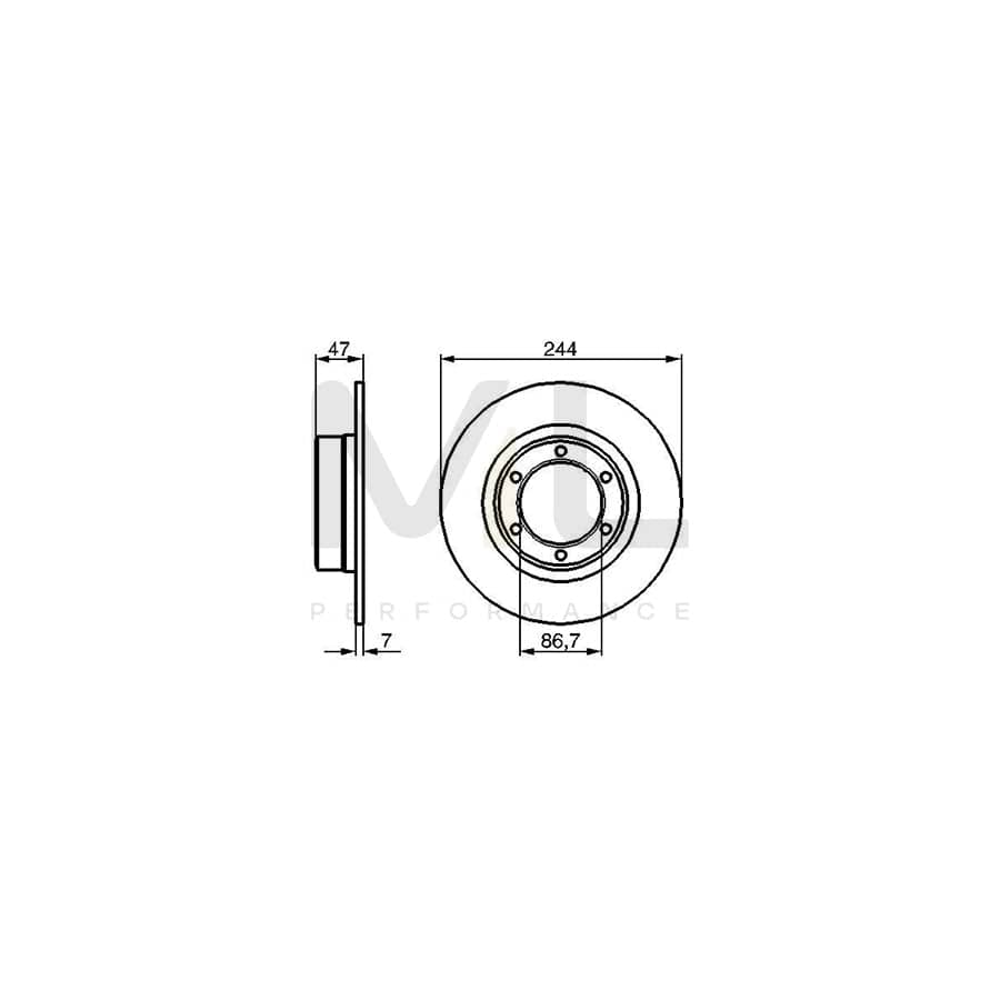 BOSCH 0 986 478 050 Brake Disc Solid, Oiled | Performance Parts Direct Car Parts
