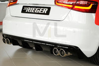 Rieger 00088101 Audi 8V A3 Rear Diffuser for Twin Tailpipe Left & Right - Glossy Black