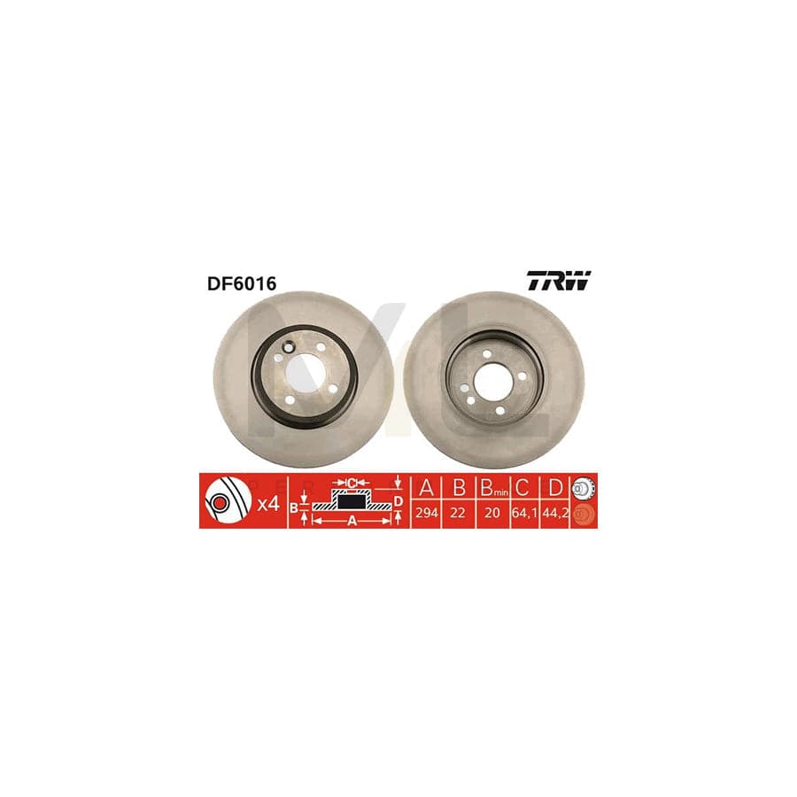 TRW DF6016 Brake Disc Vented | Performance Parts Direct Car Parts