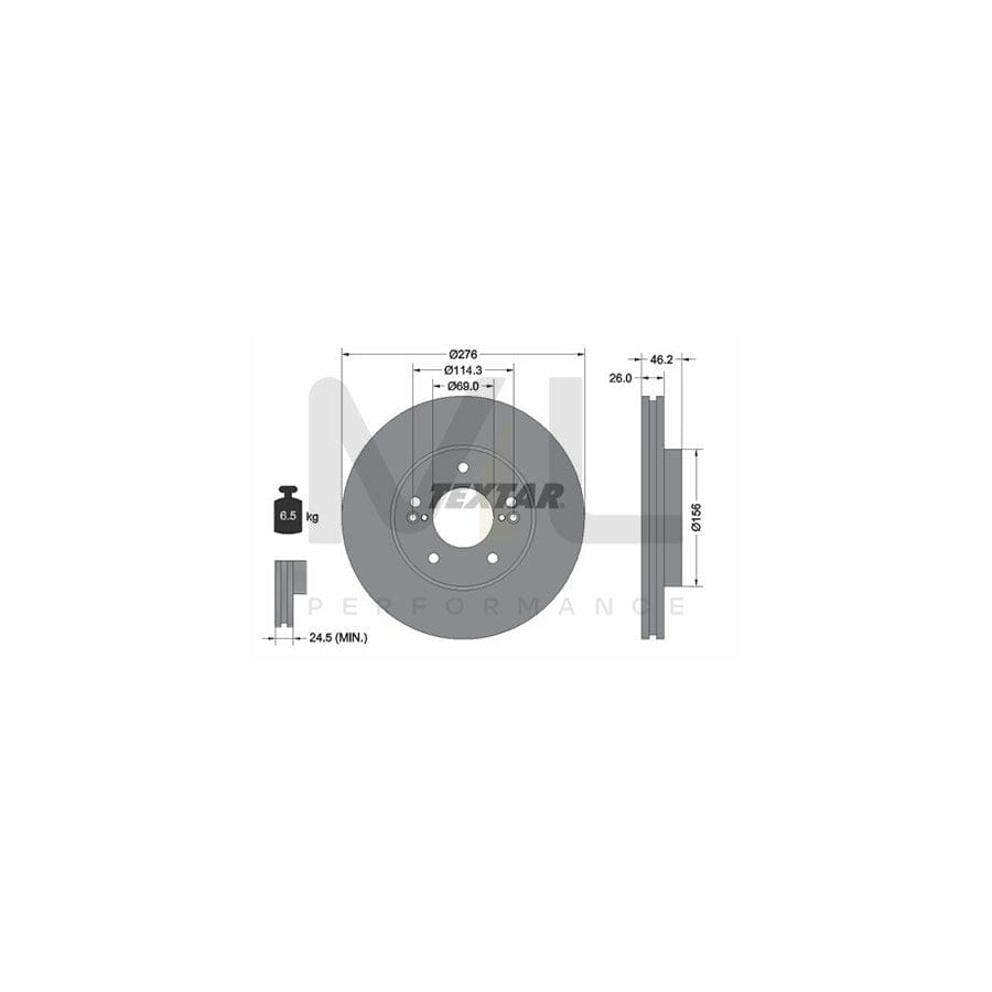 TEXTAR PRO 92173203 Brake Disc Internally Vented, Coated, without wheel hub, without wheel studs | Performance Parts Direct Car Parts