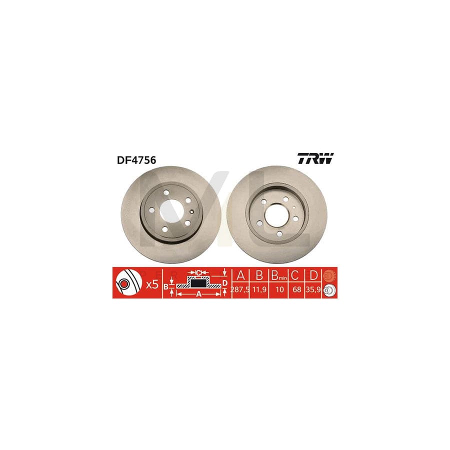 TRW DF4756 Brake Disc Solid, Painted | Performance Parts Direct Car Parts