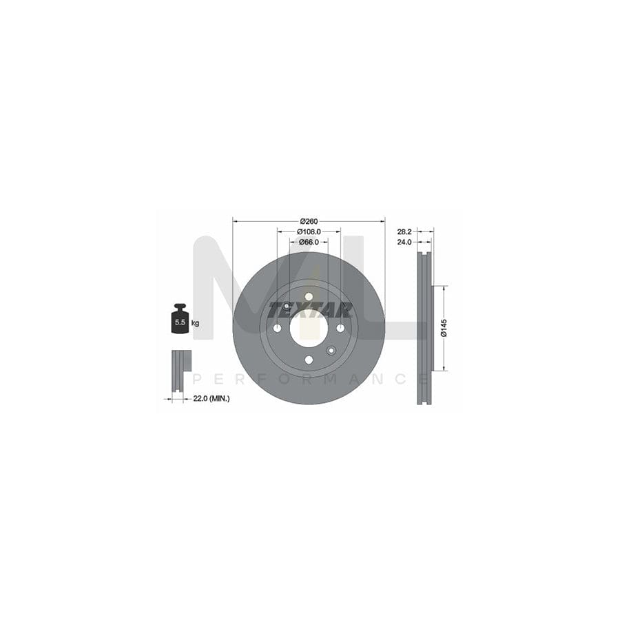 TEXTAR PRO 92078603 Brake Disc for PEUGEOT 406 Externally Vented, Coated, without wheel hub, without wheel studs | Performance Parts Direct Car Parts