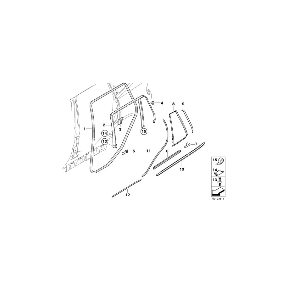Genuine BMW 51333411686 E83 Sealing, Window Guide Web, Right (Inc. X3)