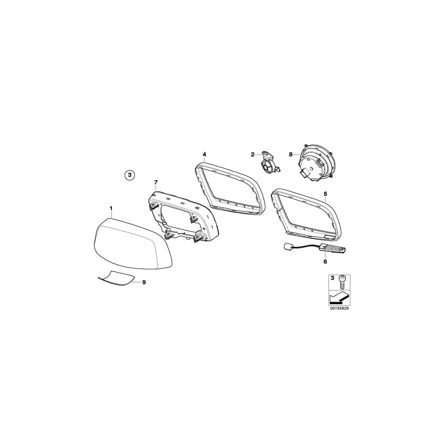 Genuine BMW 67136974931 E64 E63 Mirror Electronics, Right LHD (Inc. 635d, 630i & M6)