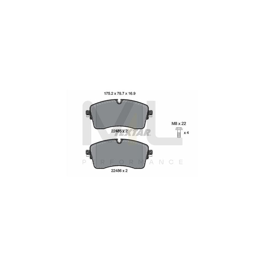 TEXTAR 2248501 Brake pad set prepared for wear indicator, with brake caliper screws