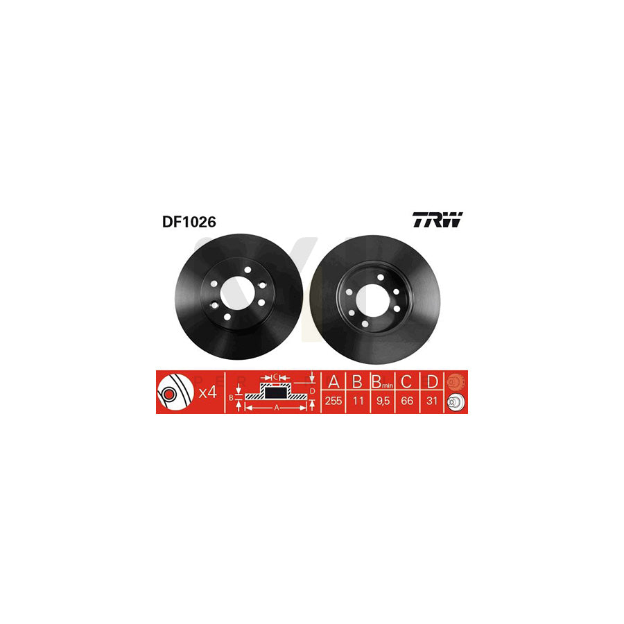 TRW DF1026 Brake Disc Solid | Performance Parts Direct Car Parts