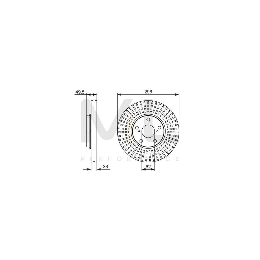 BOSCH 0 986 479 664 Brake Disc Vented, Oiled | Performance Parts Direct Car Parts
