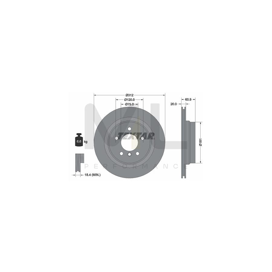 TEXTAR 92098700 Brake Disc Externally Vented, without wheel hub, without wheel studs | Performance Parts Direct Car Parts