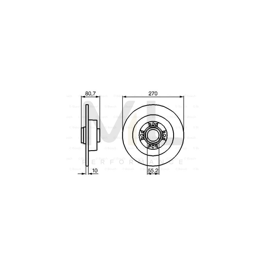 BOSCH 0 986 479 196 Brake Disc Solid, Oiled, without integrated magnetic sensor ring | Performance Parts Direct Car Parts