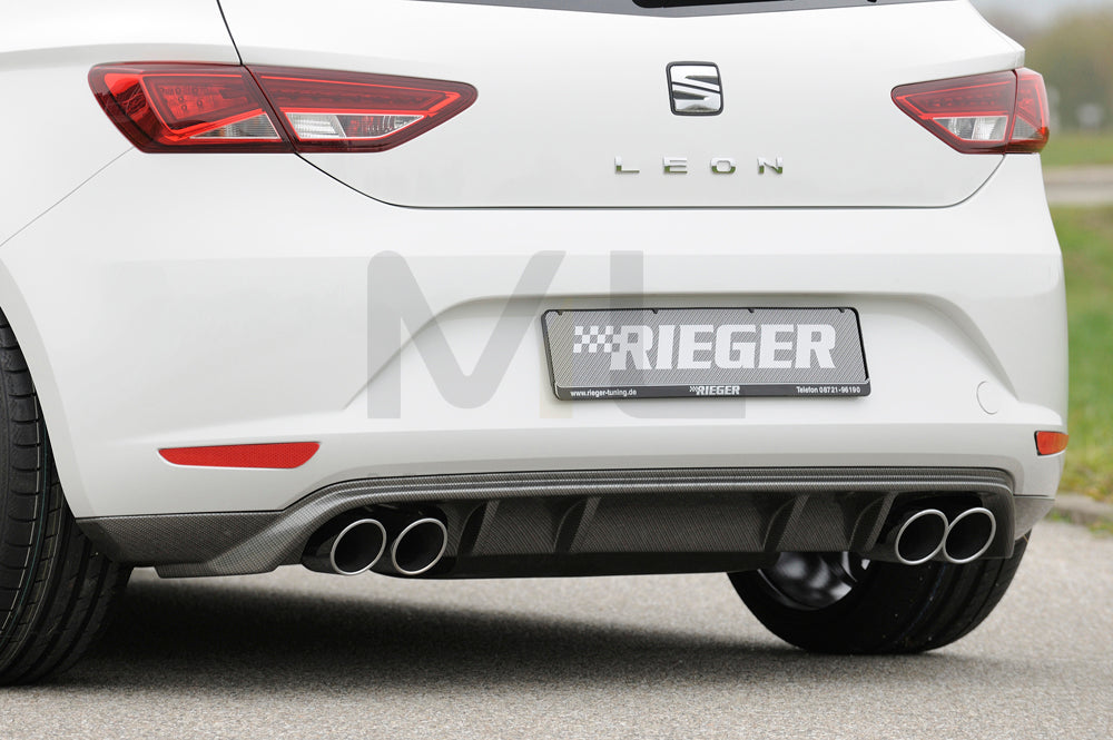 Rieger 00099248 SEAT 5F Leon Rear Diffuser for Twin Tailpipe Left & Right - Carbon-Look