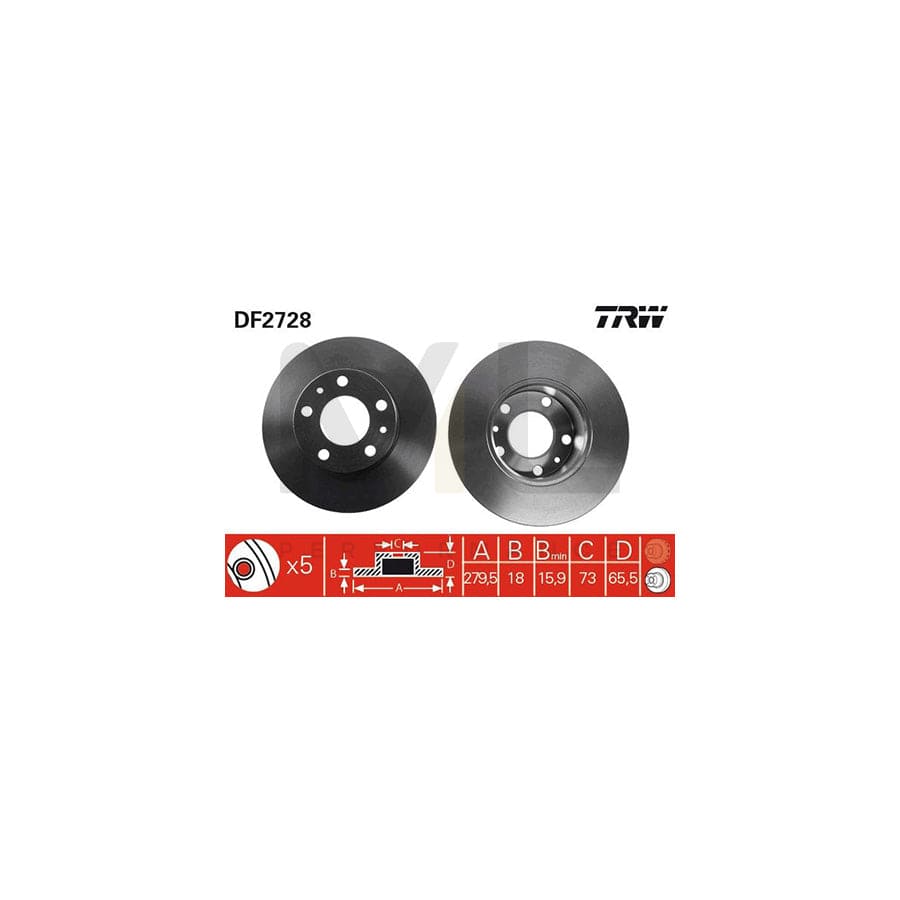 TRW DF2728 Brake Disc Solid, Painted | Performance Parts Direct Car Parts