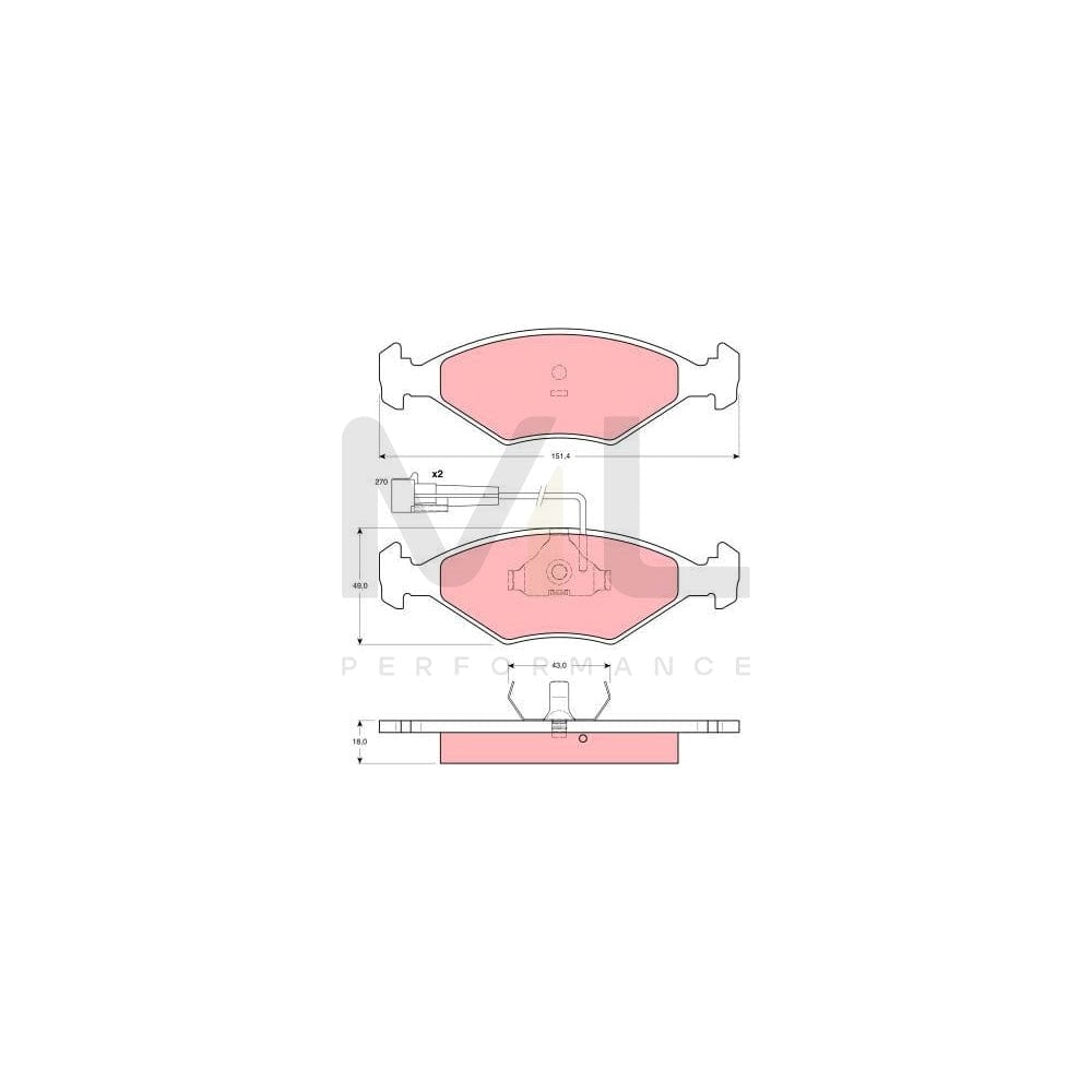 TRW Gdb1347 Brake Pad Set Incl. Wear Warning Contact | Performance Parts Direct Car Parts