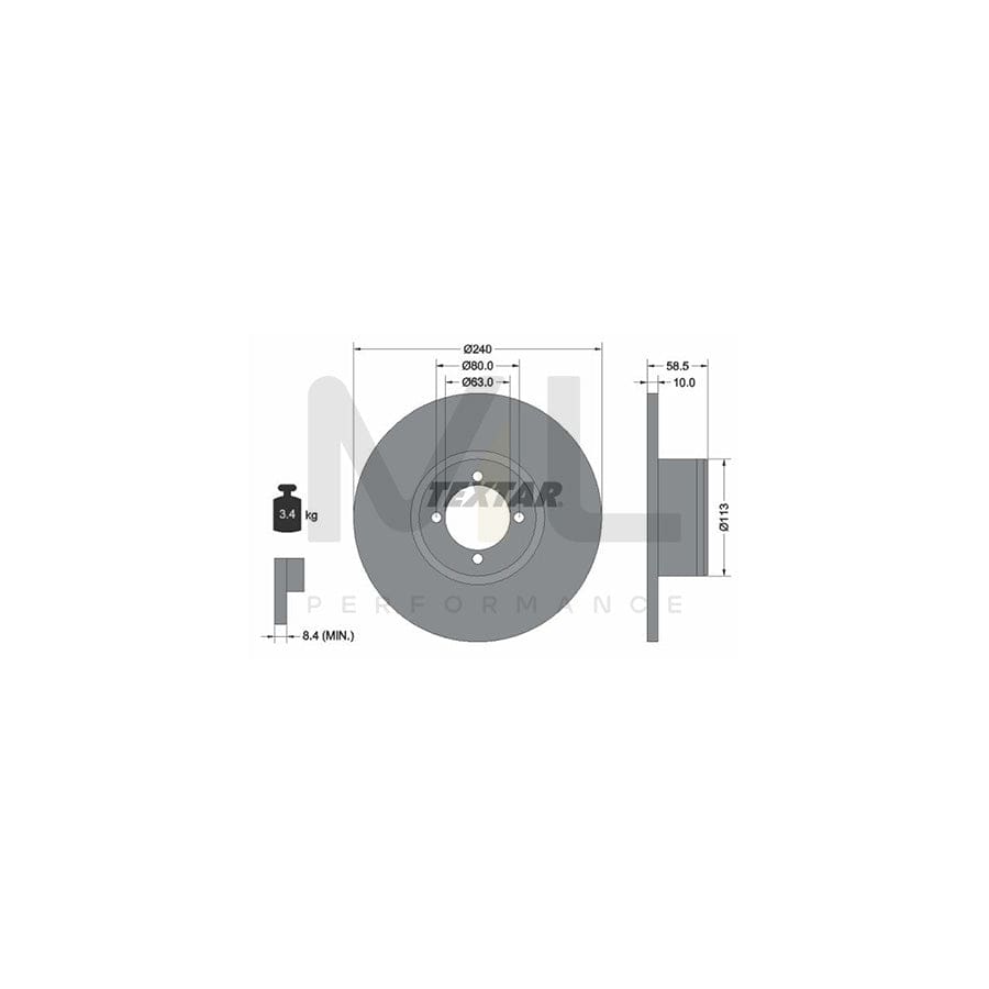 TEXTAR 92001100 Brake Disc Solid, without wheel hub, without wheel studs | Performance Parts Direct Car Parts