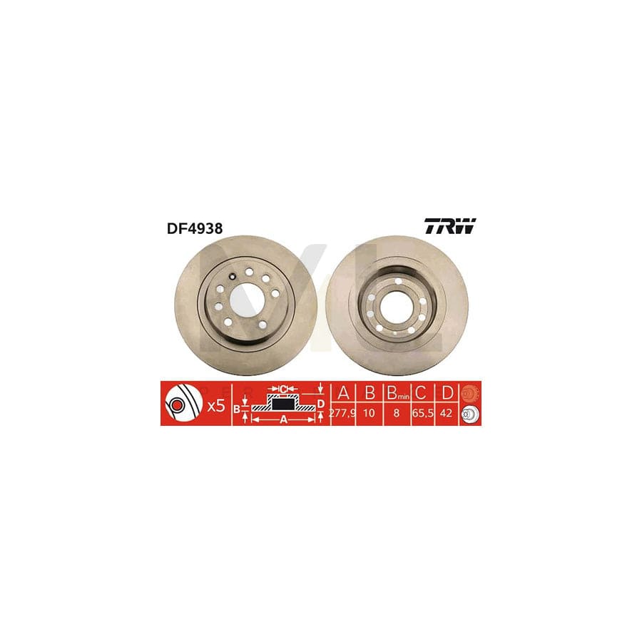 TRW DF4938 Brake Disc Solid, Painted | Performance Parts Direct Car Parts