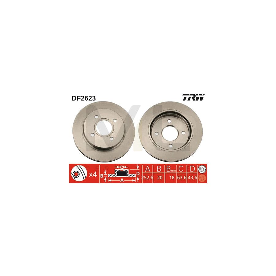 TRW DF2623 Brake Disc Vented, Painted | Performance Parts Direct Car Parts