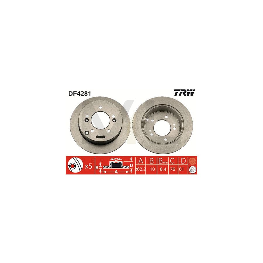 TRW DF4281 Brake Disc Solid, Painted | Performance Parts Direct Car Parts