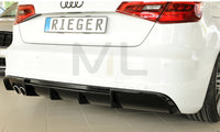 Rieger 00088141 Audi 8V A3 Rear Diffuser for Twin Tailpipe Left - Glossy Black