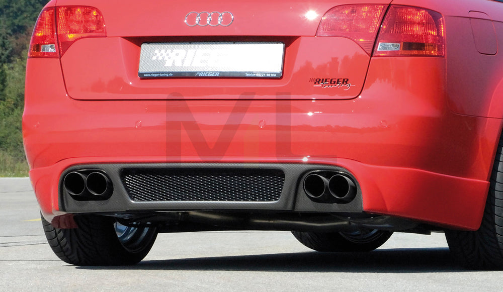 Rieger 00099025 Audi 8E B7 A4 Rear Diffuser for Twin Tailpipe Left & Right - Carbon-Look