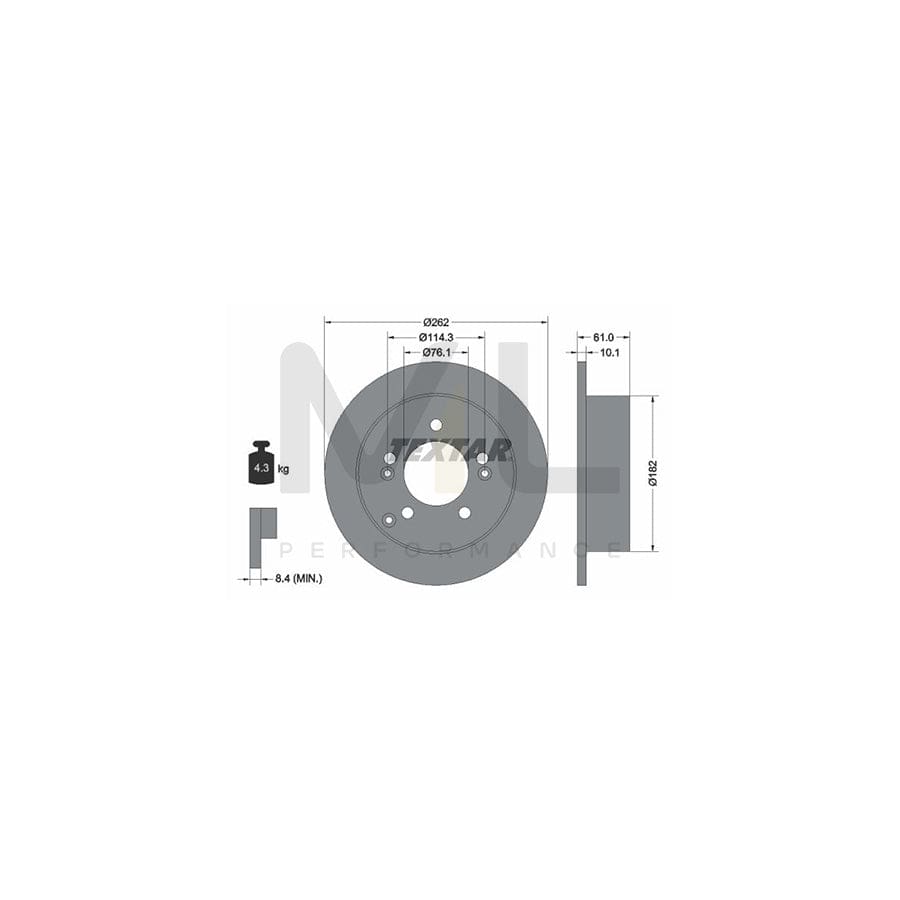 TEXTAR 92156800 Brake Disc Solid, without wheel hub, without wheel studs | Performance Parts Direct Car Parts