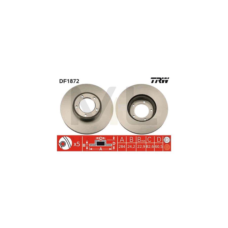 TRW DF1872 Brake Disc Vented | Performance Parts Direct Car Parts