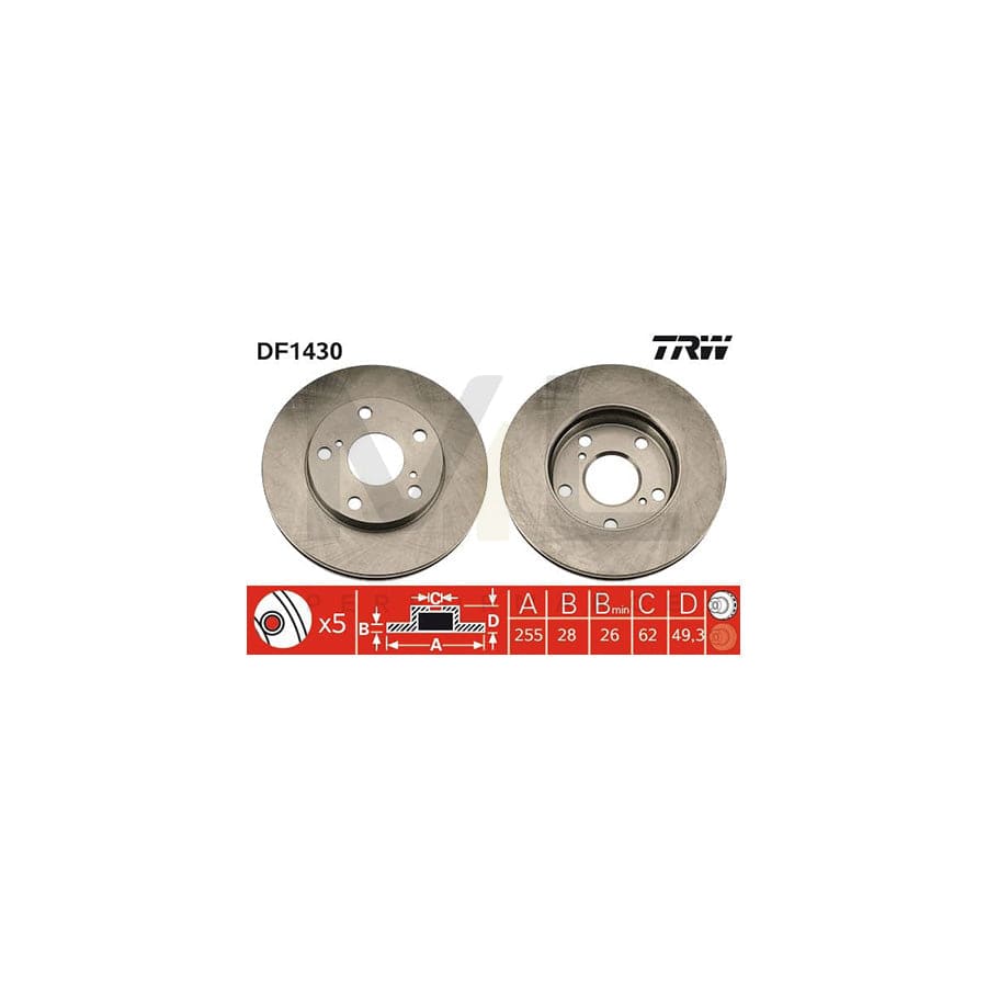 TRW DF1430 Brake Disc Vented, Painted | Performance Parts Direct Car Parts