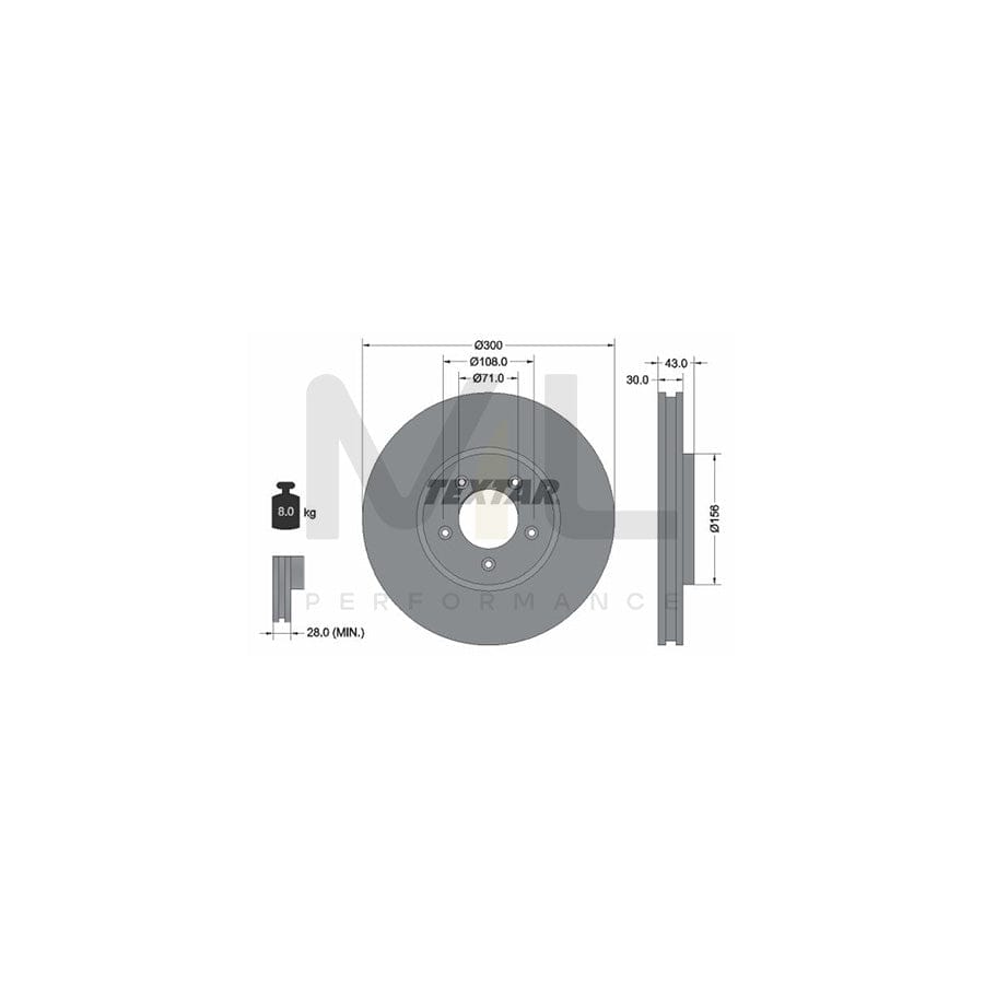 TEXTAR PRO 92099003 Brake Disc Internally Vented, Coated, without wheel hub, without wheel studs | Performance Parts Direct Car Parts