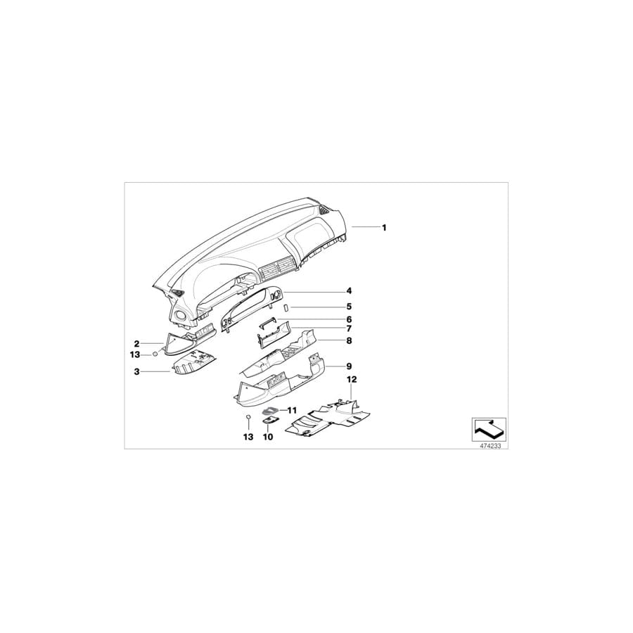 Genuine BMW 51458253405 E39 Lower Left Dashboard Storage Compartment GRAU (Inc. 540iP, 530d & 535i)
