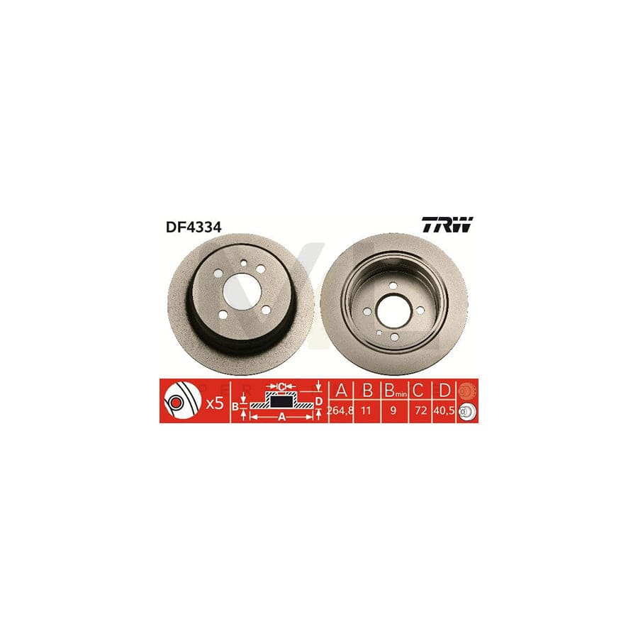 TRW DF4334 Brake Disc for BMW 3 Saloon (E30) Solid, Painted | Performance Parts Direct Car Parts
