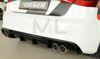 Rieger 00088142 Audi 8V A3 Rear Diffuser for Twin Tailpipe Left & Right - Glossy Black
