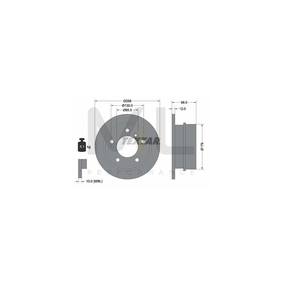 TEXTAR 92073400 Brake Disc Solid, without wheel hub, without wheel studs | Performance Parts Direct Car Parts