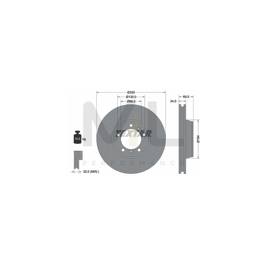 TEXTAR 92149900 Brake Disc Internally Vented, Perforated, without wheel hub, without wheel studs | Performance Parts Direct Car Parts