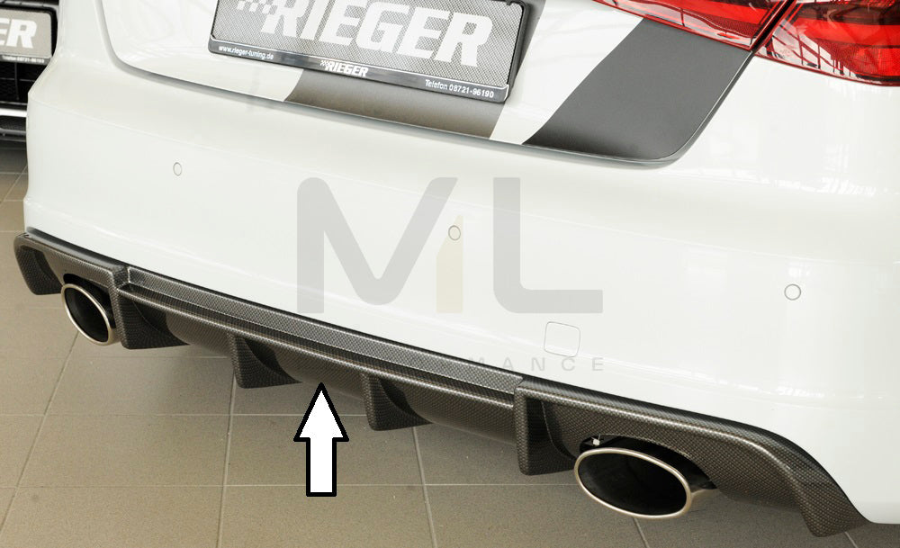 Rieger 00099357 Audi 8V Rear Diffuser for Sport Tailpipe Left & Right (A3 & S3) - Carbon-Look