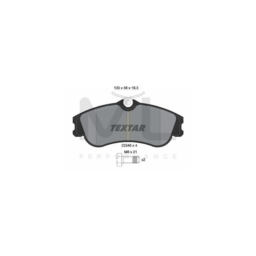 TEXTAR 2334602 Brake pad set not prepared for wear indicator, with brake caliper screws
