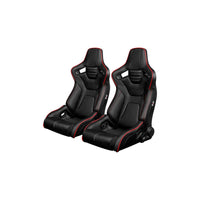 BRAUM Elite-R Series Racing Seats ( Black Leatherette - Red Piping ) – Pair |