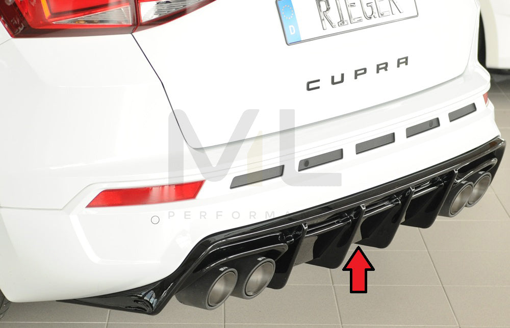 Rieger 00088231 SEAT 5FP Ateca Cupra Rear Diffuser - Glossy Black