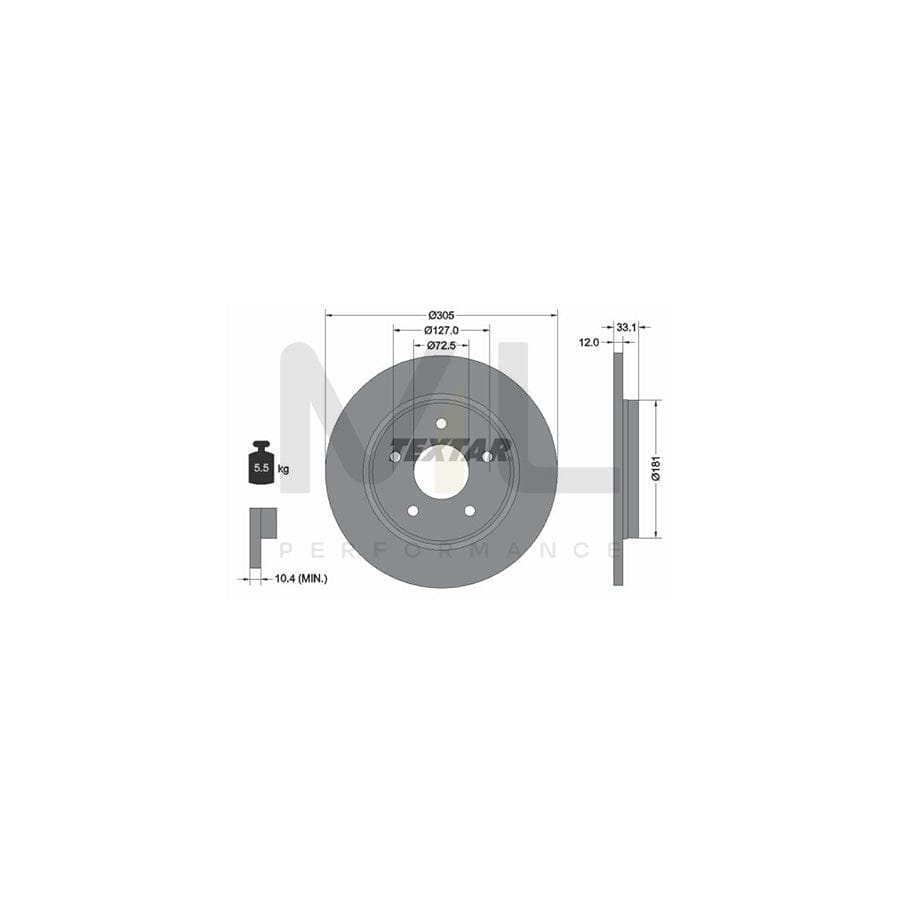 TEXTAR PRO 92181003 Brake Disc Solid, Coated, without wheel hub, without wheel studs | Performance Parts Direct Car Parts