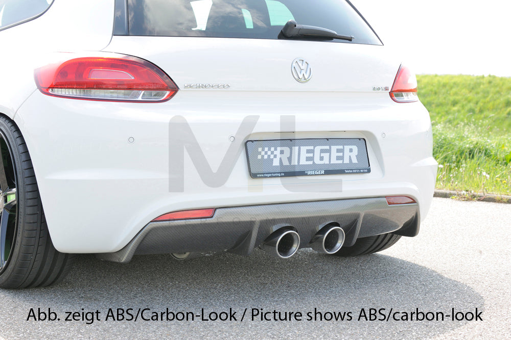 Rieger 00014113 VW 13 Mk3 Scirocco Rear Diffuser for Twin Tailpipe Centre -  Matte Black