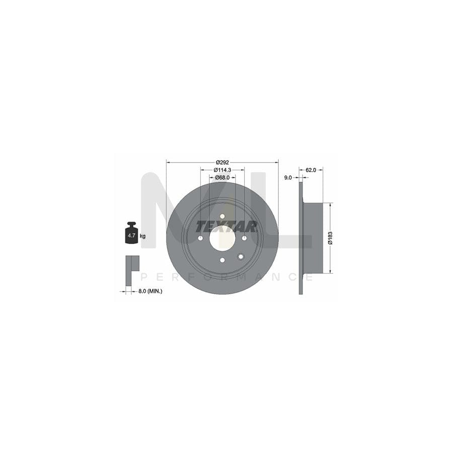 TEXTAR PRO 92234303 Brake Disc Solid, Coated, without wheel hub, without wheel studs | Performance Parts Direct Car Parts