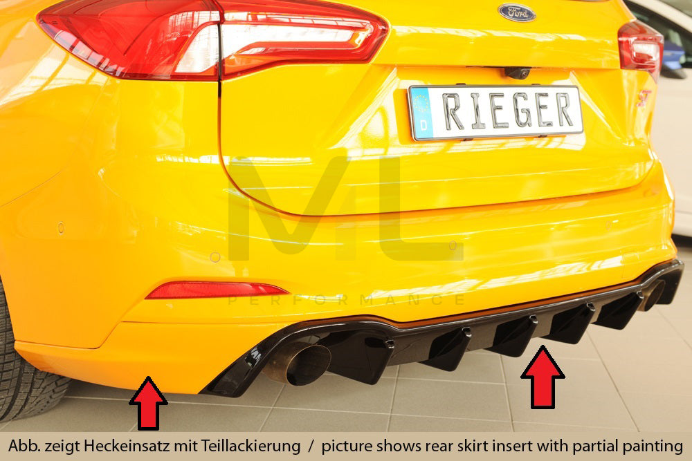 Rieger 00088237 Ford DEH Focus 4 ST Rear Diffuser for Original Tailpipe Left & RIght - Glossy Black