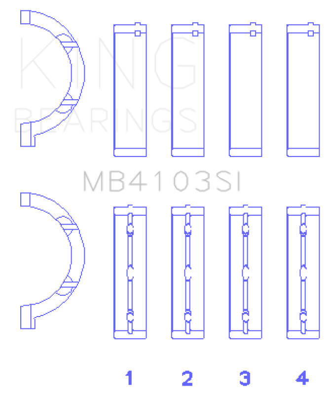 King Engine Bearings Chrysler 197 (Size .026) Crankshaft Main Bearings (Set of 4)