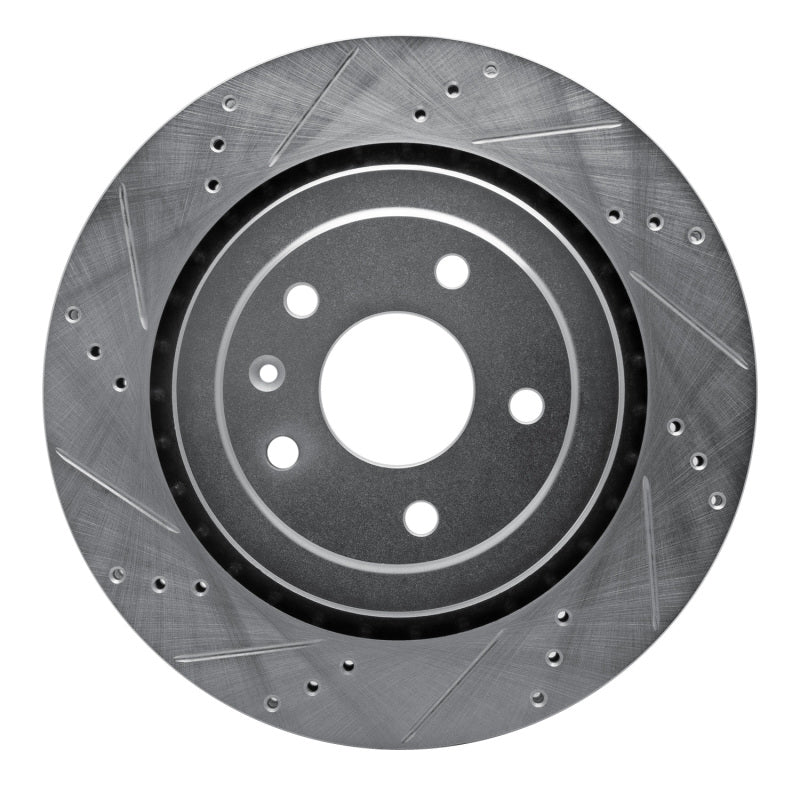 R1 Concepts R1 14-19 Chevrolet Corvette Rear Left Drilled & Slotted Silver Brake Rotor