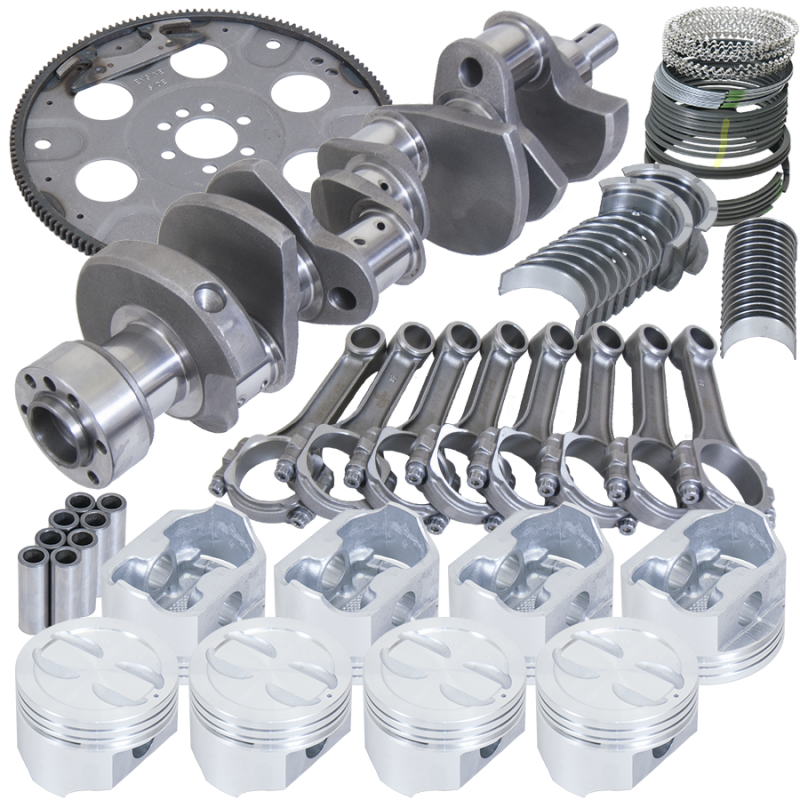 Eagle Chevy 350 1Pc 3.480in Crank 5.700in I-Beam Rods 4.040in Pistons 153 Tooth FP Balanced Assembly