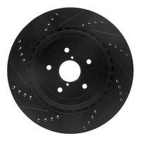 R1 Concepts R1 05-07 Subaru Impreza Rear Right Drilled & Slotted Black Brake Rotor