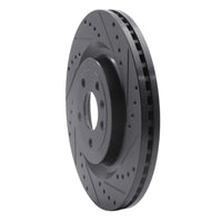 R1 Concepts R1 13-19 Ford Flex Front Right Drilled & Slotted Black Brake Rotor